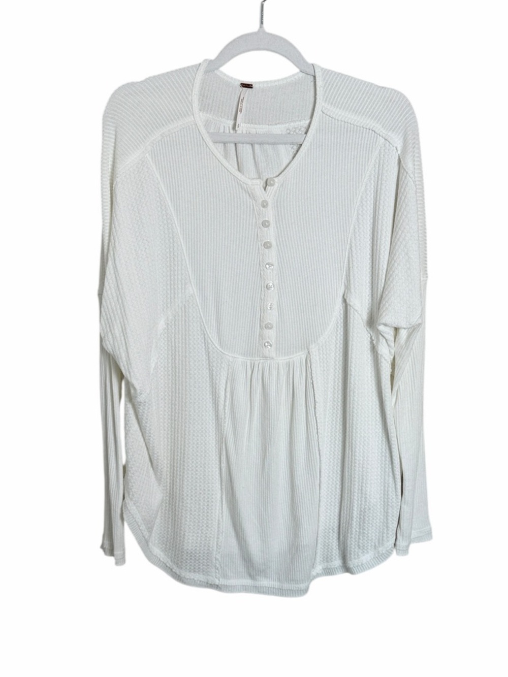 Free People Leo Henley White Oversized Slouchy Shirt Size Small Boho Casual